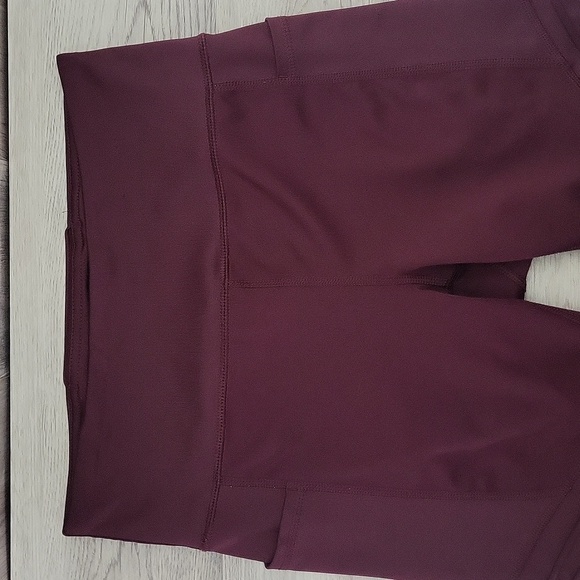 🛍Fila Sport Womens Medium‎ Burgundy Leggings Ribbed Stretch Pockets Activewear - Picture 3 of 7